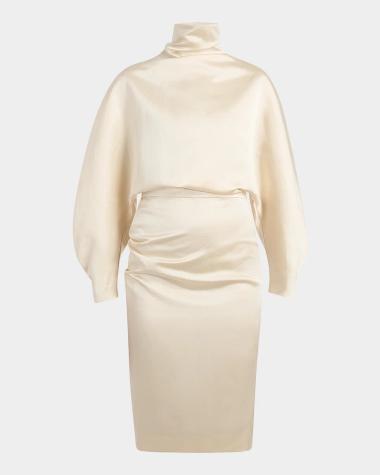 high neck long sleeve knee length dress Dresses at Neiman Marcus Neckline:Scoop Neck