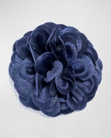 hook + Albert Satin Dahlia Lapel Flower, Navy