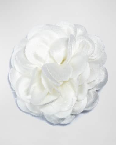 hook + Albert Satin Dahlia Lapel Flower, White