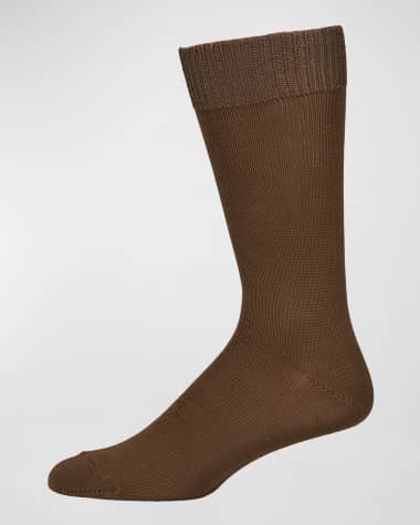 Neiman Marcus Men's Casual Cotton-Blend Knit Socks