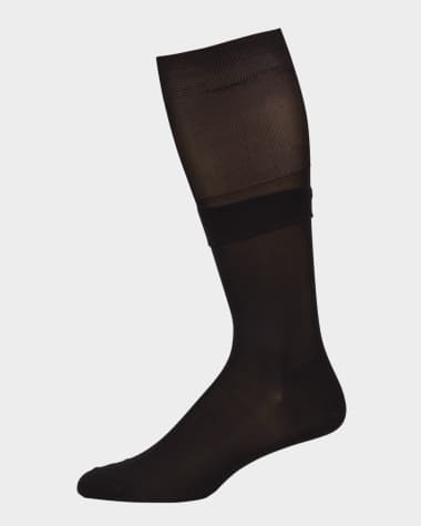 Neiman Marcus Men's Over-Calf Silk Dress Socks
