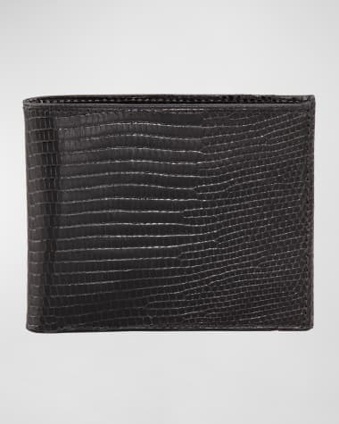 Neiman Marcus Lizard Slim Wallet, Black