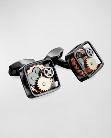 Tateossian Gunmetal Gear Cuff Links, Silvertone