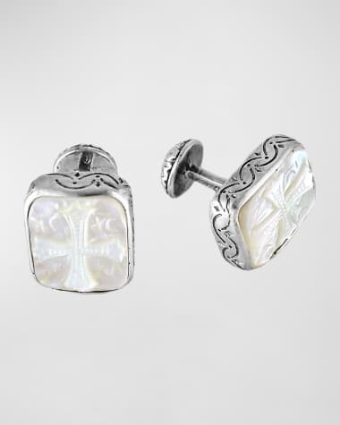 Konstantino Color Classics Sterling Silver Mother-of-Pearl Cross Cuff Links