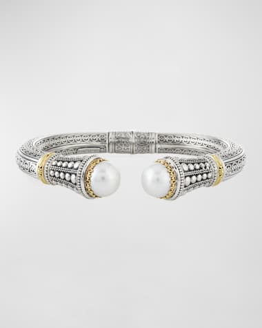 Konstantino Silver & 18k Gold Pearl-Tip Hinge Bracelet