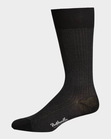 Pantherella Men's Fabian Chevron Pattern Egyptian Cotton Socks