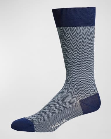 Pantherella Men's Fabian Chevron Pattern Egyptian Cotton Socks