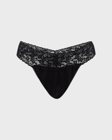 Hanky Panky Original-Rise Organic Cotton Lace-Trim Thong