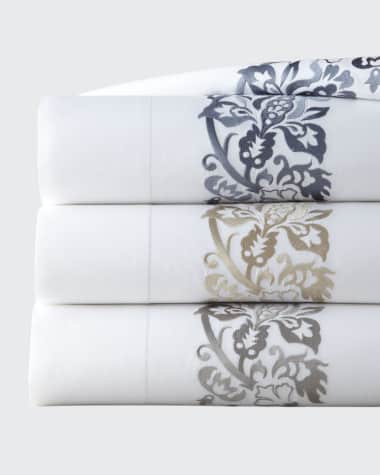 Sferra Saxon King Embroidered Flat Sheet