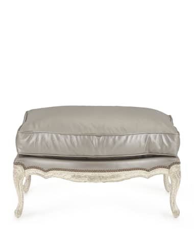 Old Hickory Tannery Silver Leather Bergere Ottoman