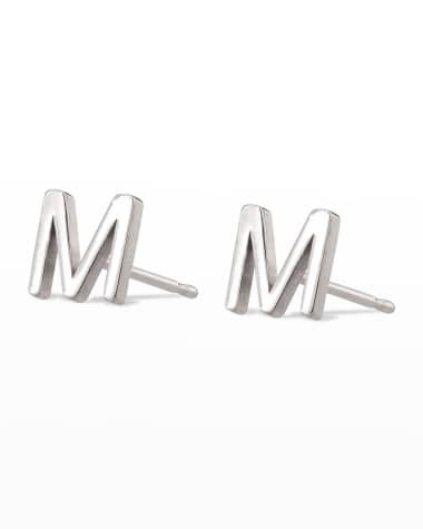 Maya Brenner Designs White Gold Mini Initial Earring