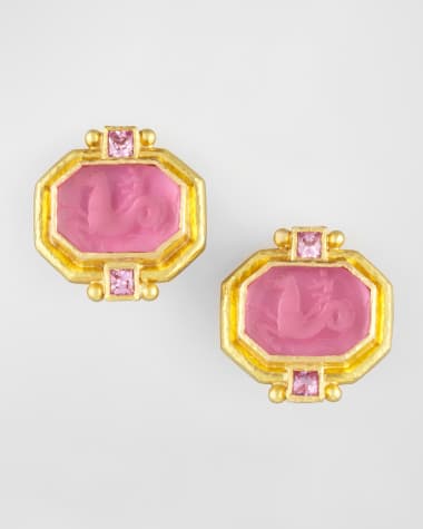 Elizabeth Locke 19K Crystal 'Cherub with Seahorse' Earrings