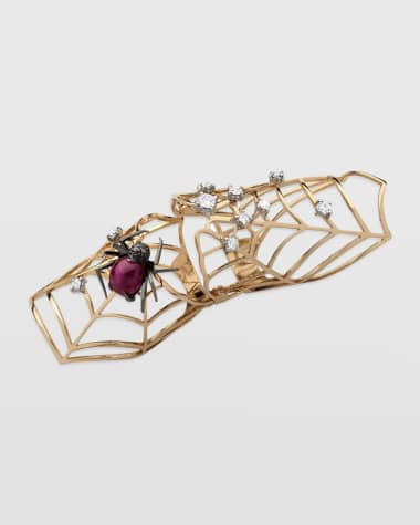 Staurino 18K Rose Gold Flex Ruby Spider Ring with Diamonds, Size 7.5