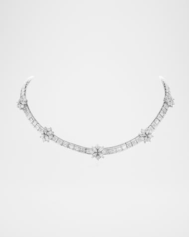 Andreoli 18K White Gold Flex Necklace with Mixed Cut Diamonds