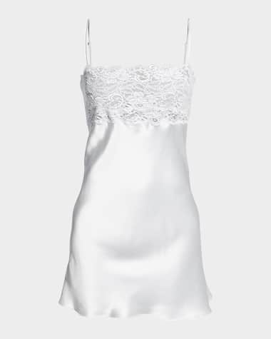 Christine Lingerie Bijoux Lace-Trim Silk Chemise