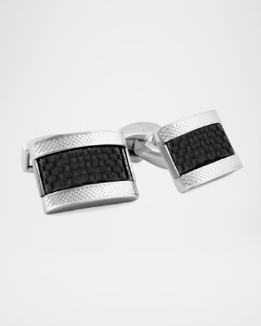 Tateossian Carbon Fiber Rectangular Cuff Links, Black