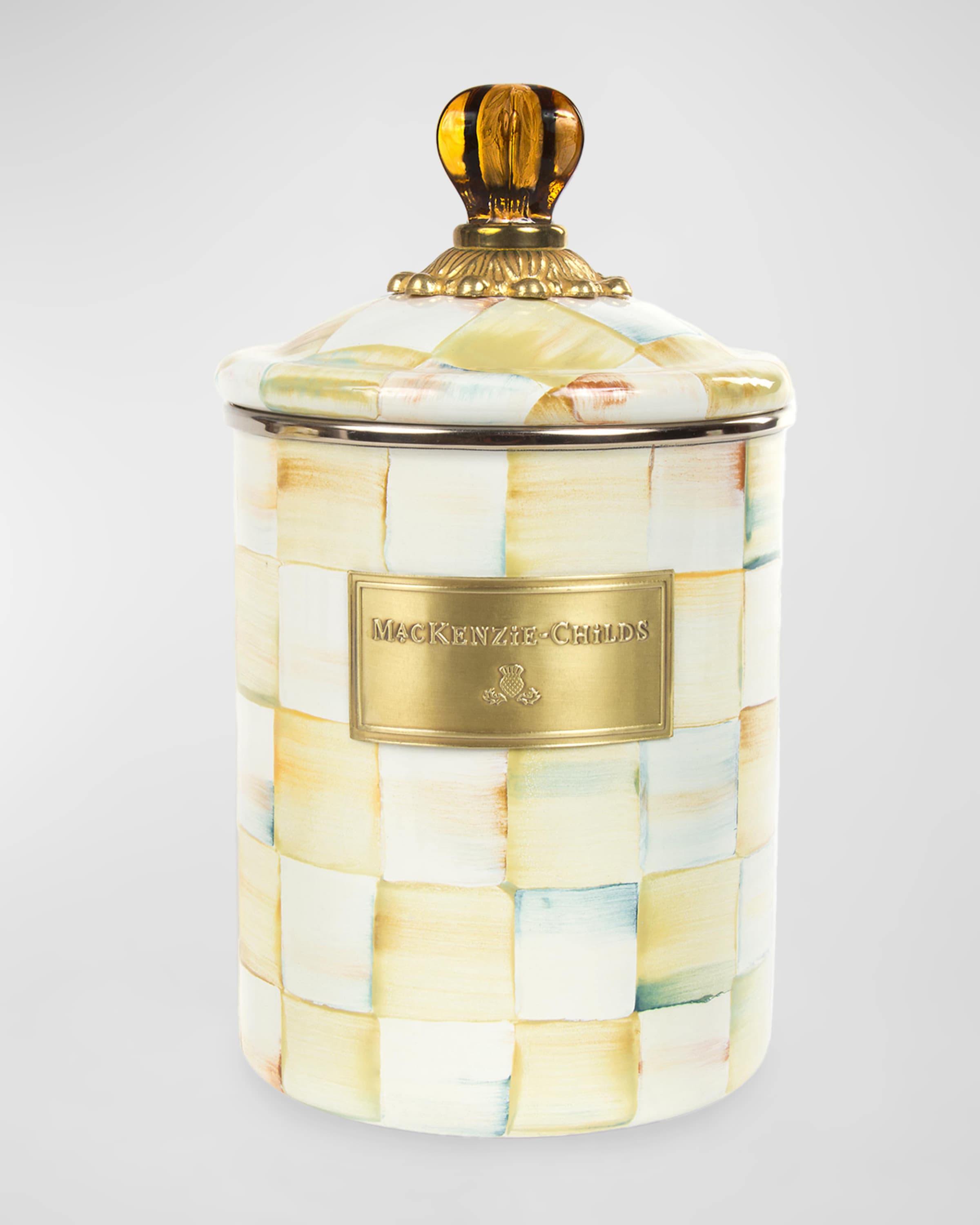 MacKenzie Childs Parchment Check Medium Canister