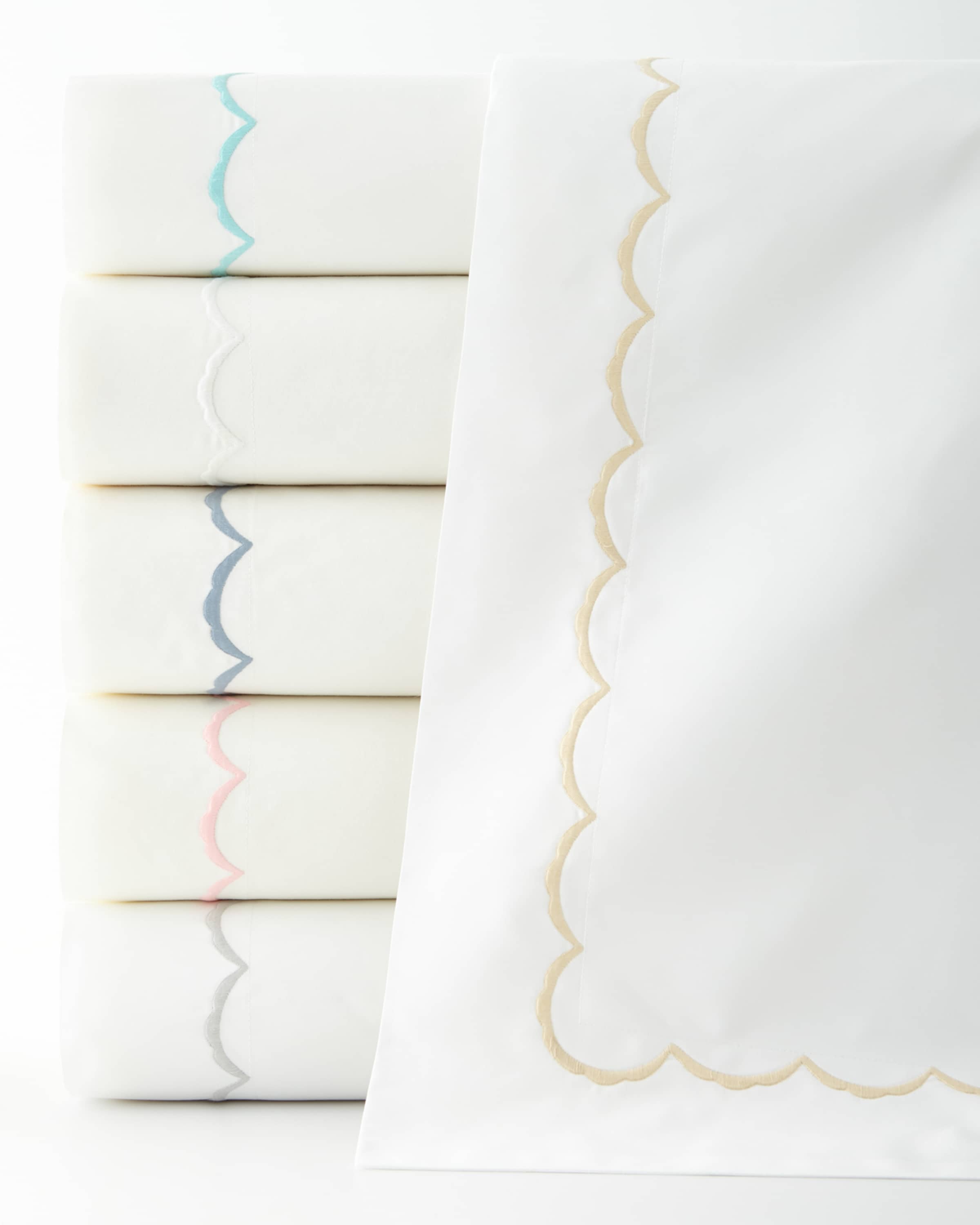 Matouk Twin Scallops Embroidered Duvet Cover
