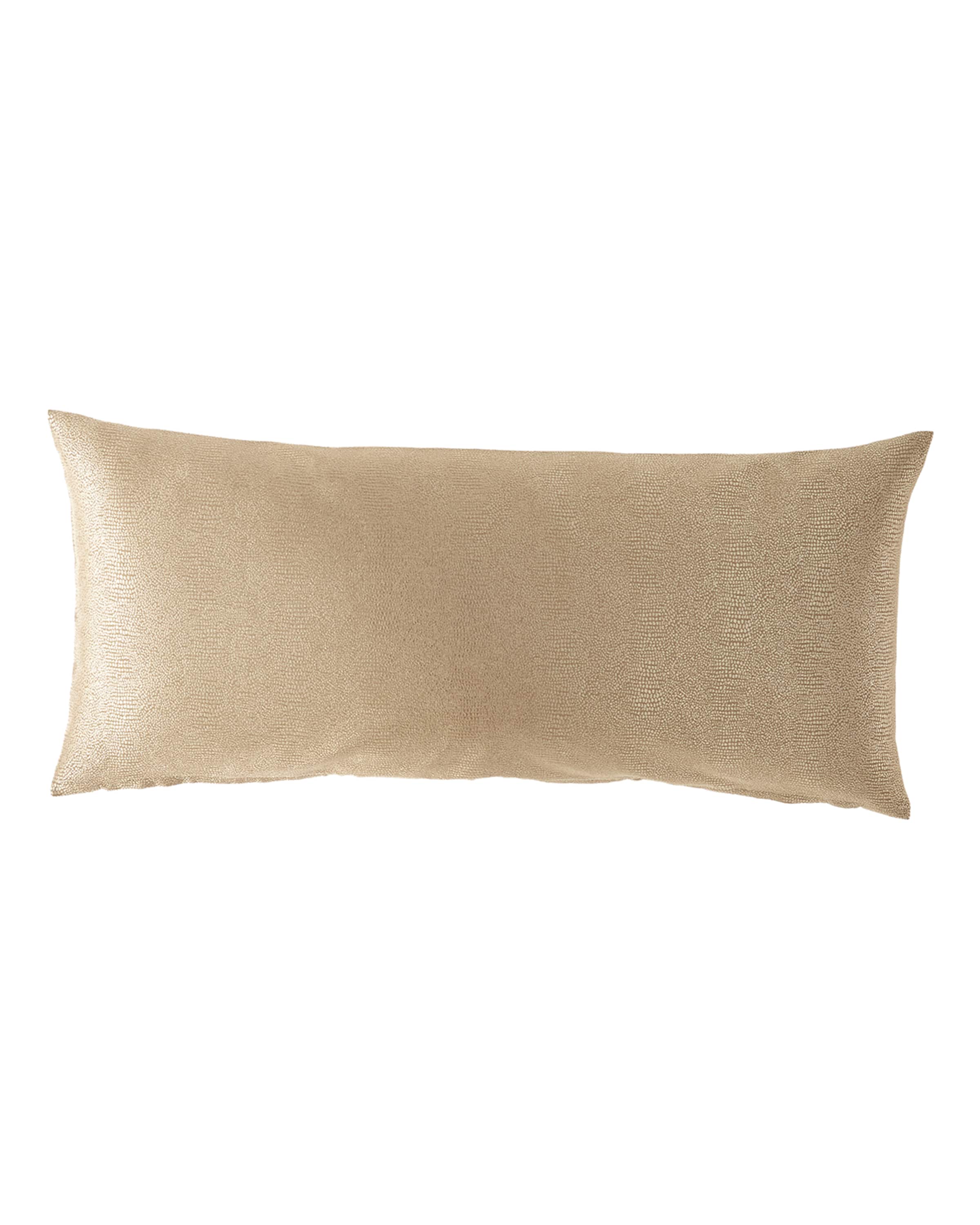 Fino Lino Linen & Lace Gecko Gold Oblong Pillow