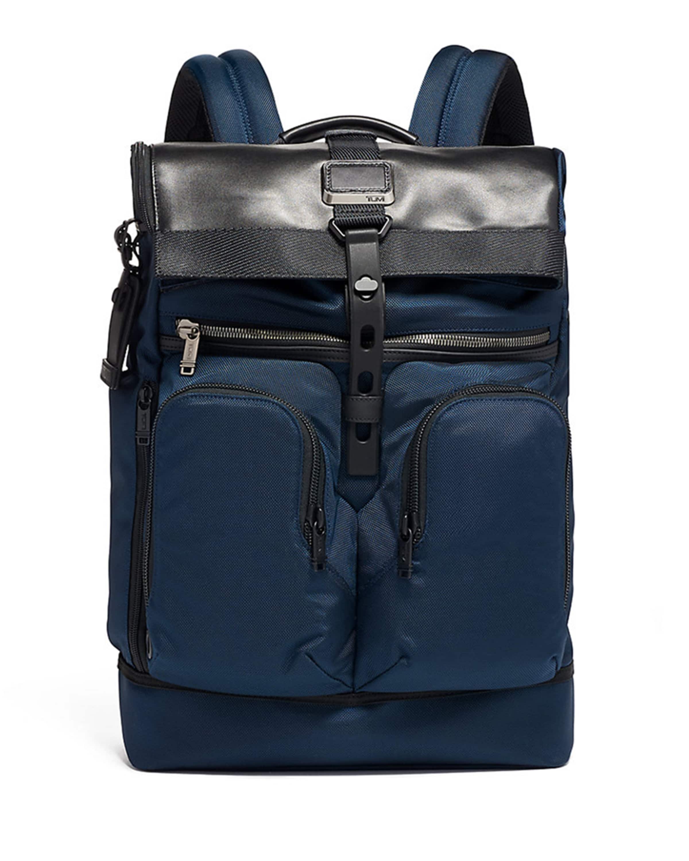 neiman tumi alpha backpack - Bravo Navigation - Everyday Travel Backpack - Fits Up to 15" Laptop - 16.0" X 14.0" X 7.3" or longer trips Leather Rolltop Backpack Tumi Alpha