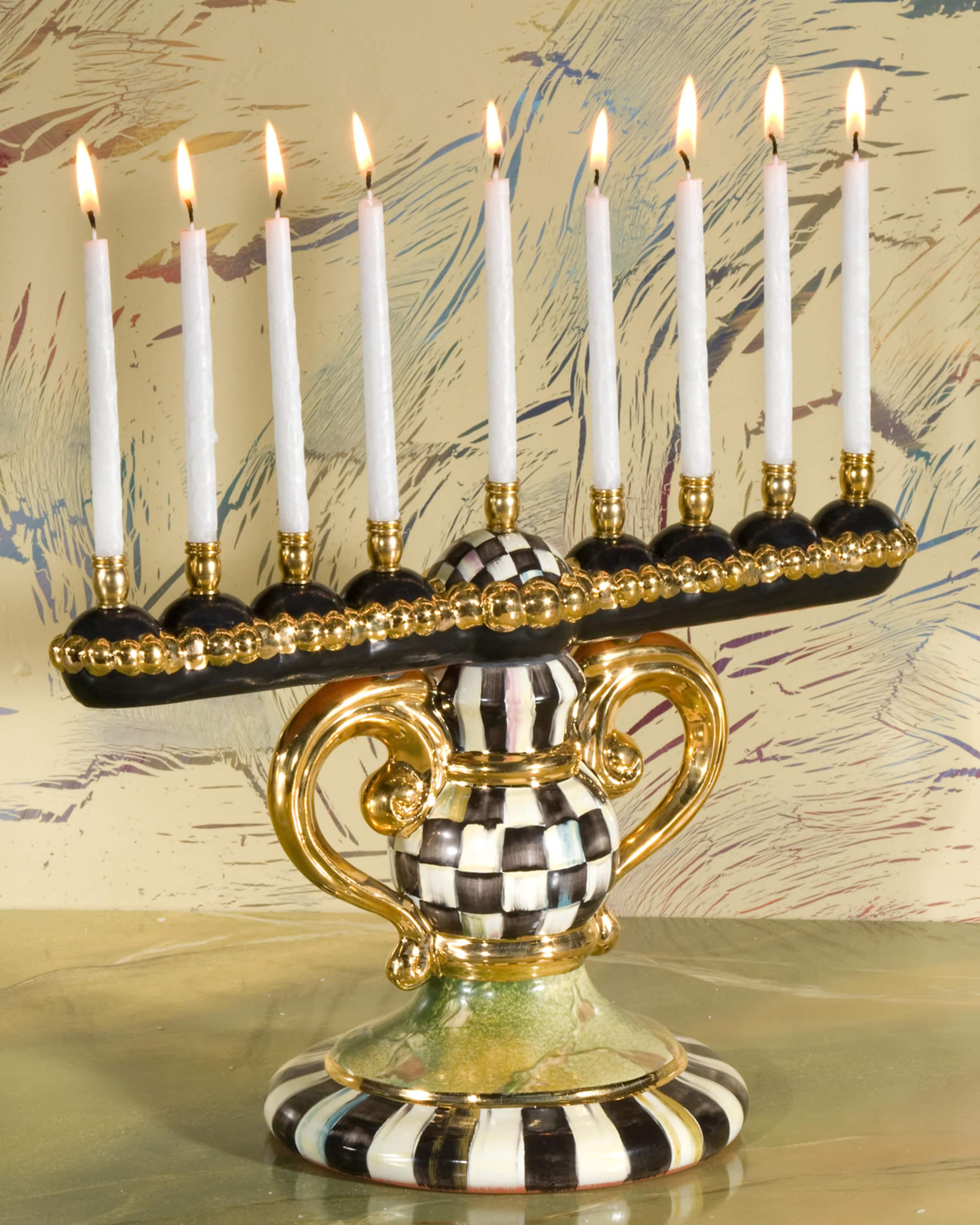 Courtly Check Ceramic Menorah