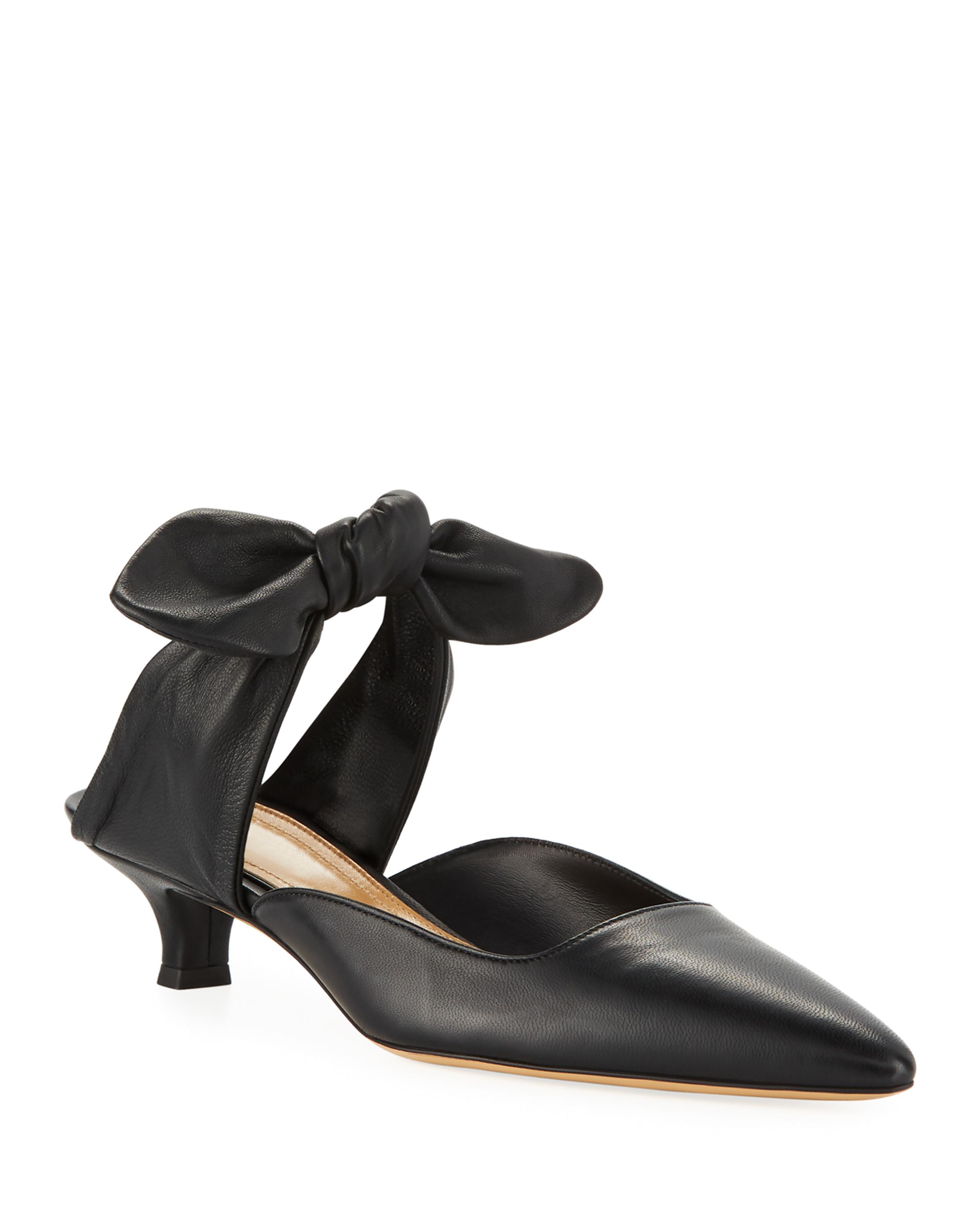 The Row Coco Kitten-Heel Ankle-Tie Mules | Neiman Marcus