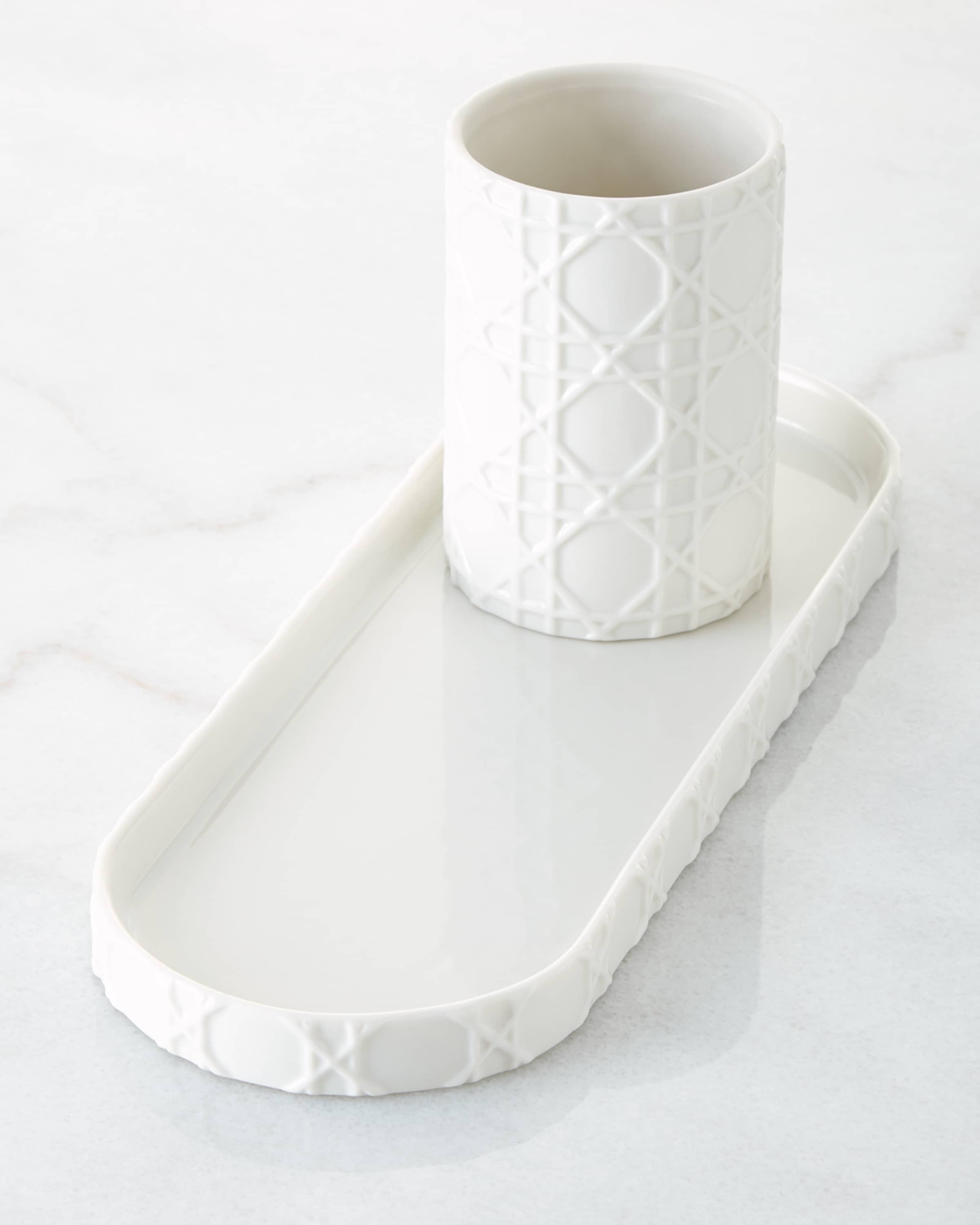 Kassatex Cane Embossed Porcelain Vanity Tray