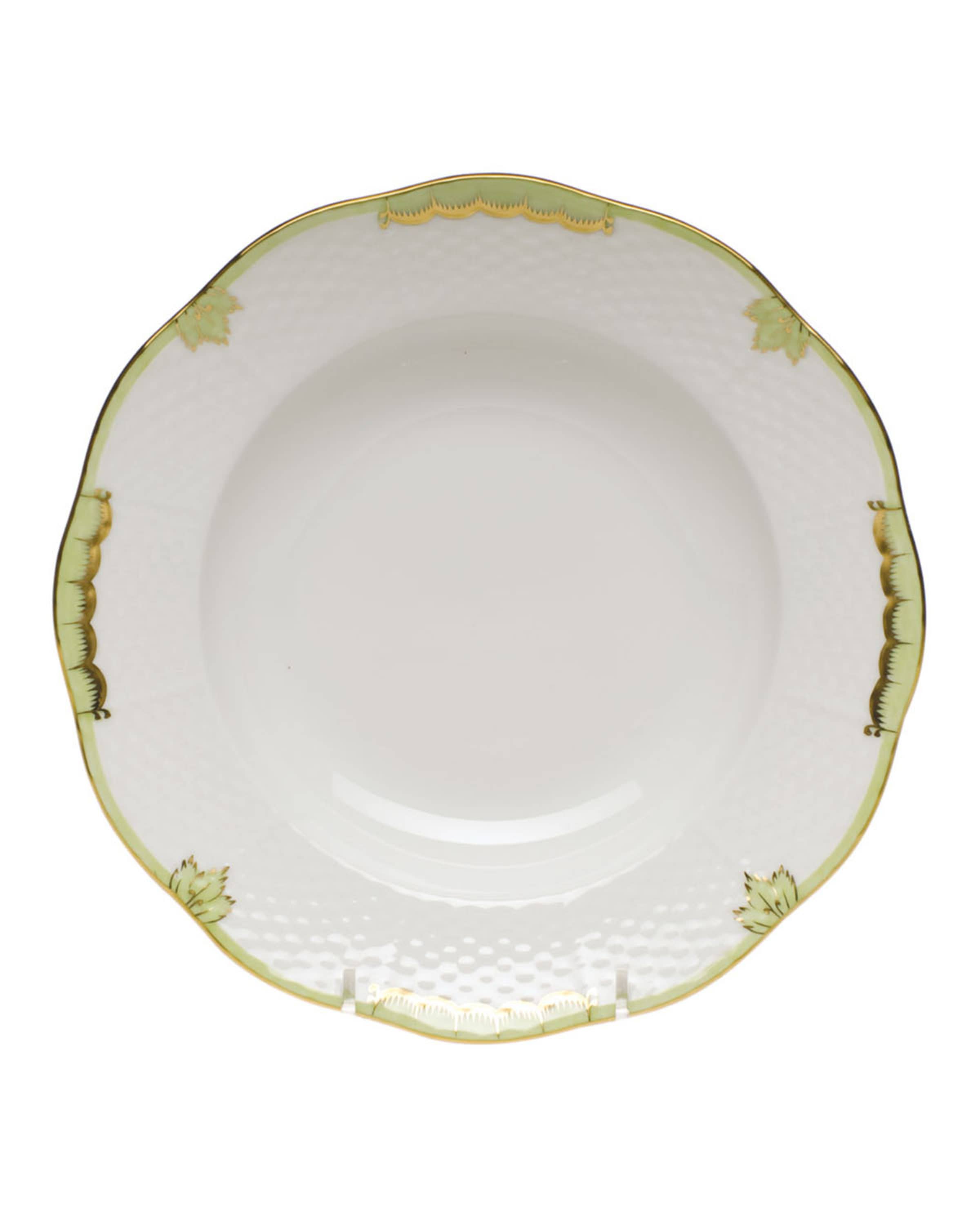 Herend Princess Victoria Green Rim Soup Bowl