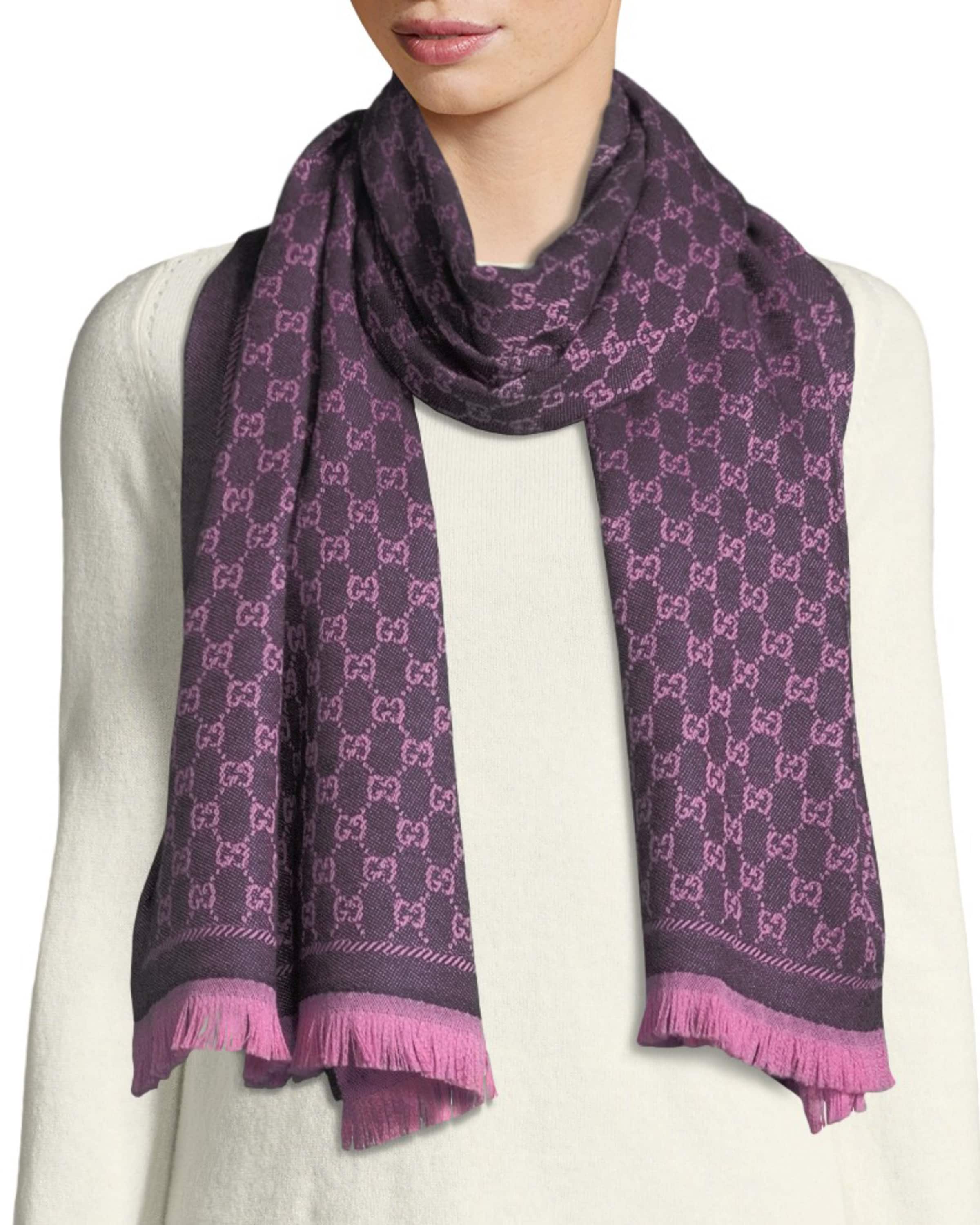 Gucci Reversible Wool Stencil Scarf | Neiman Marcus