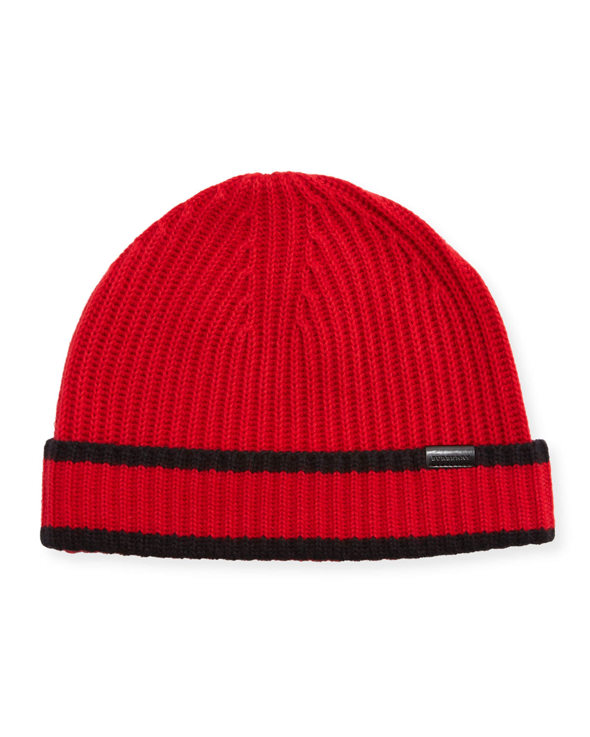 Burberry Men's Ribbed Cashmere Beanie Hat | Neiman Marcus
