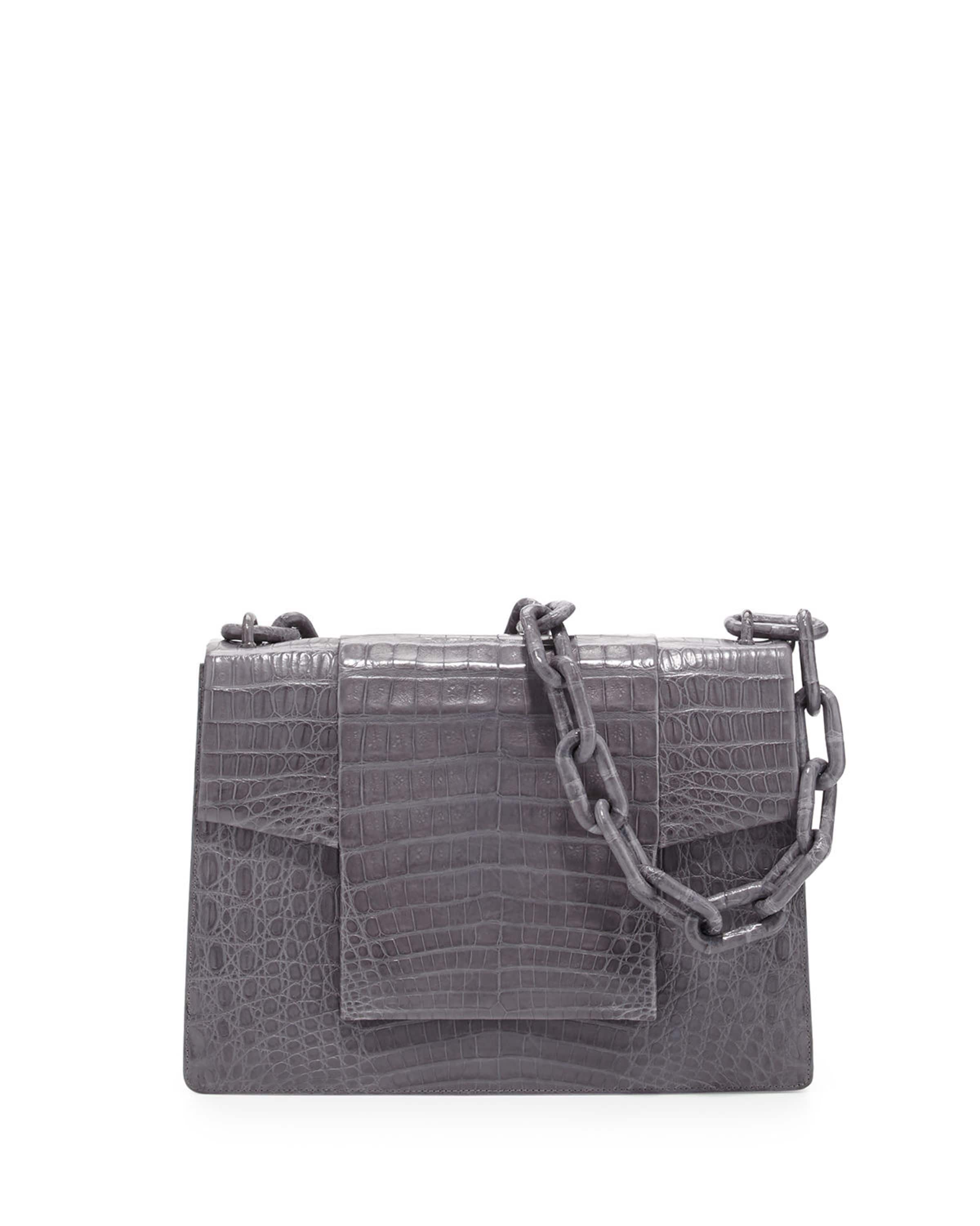 Nancy Gonzalez Crocodile Shoulder Flap Bag