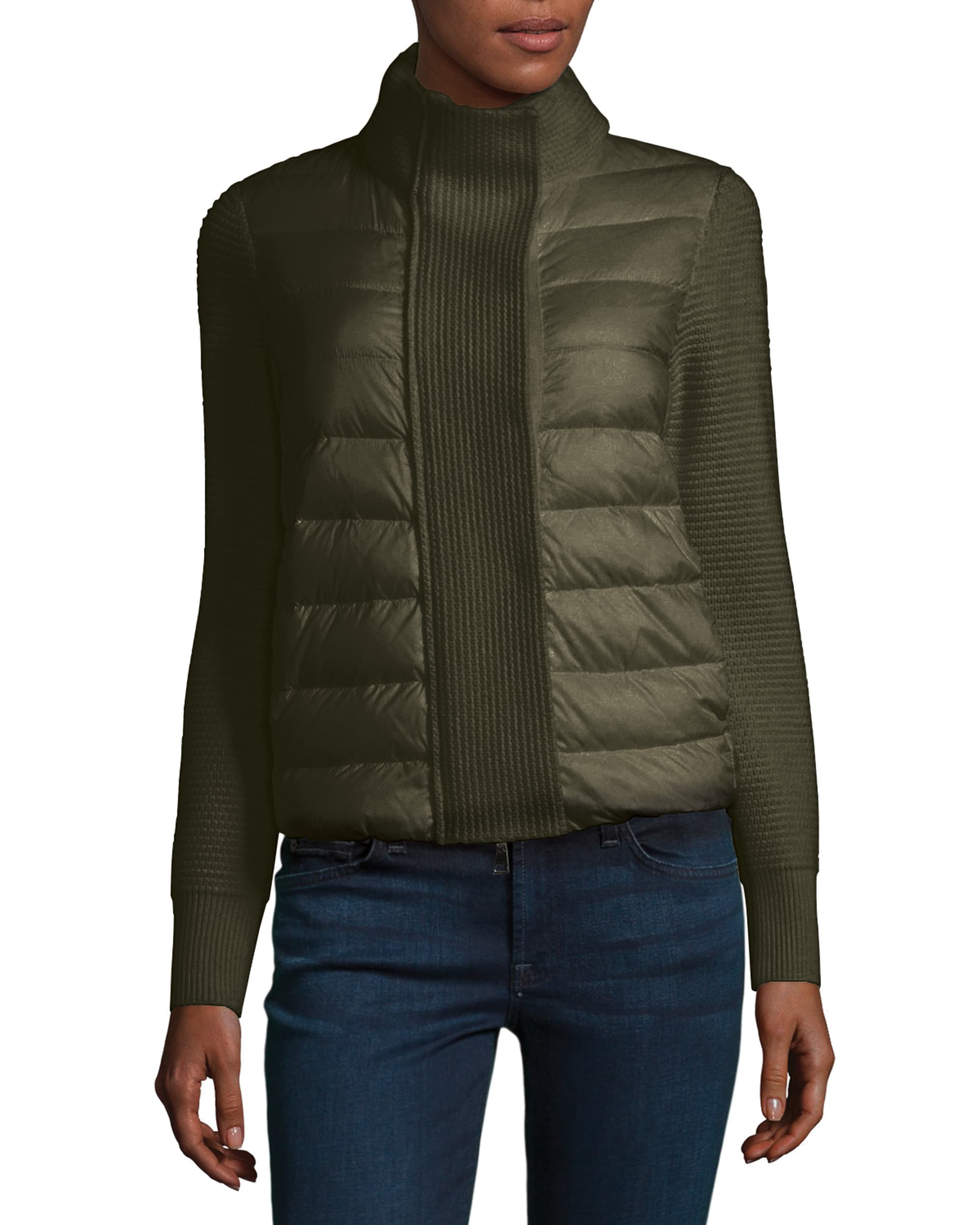 Moncler Maglione Quilted Tricot Cardigan Jacket Neiman Marcus
