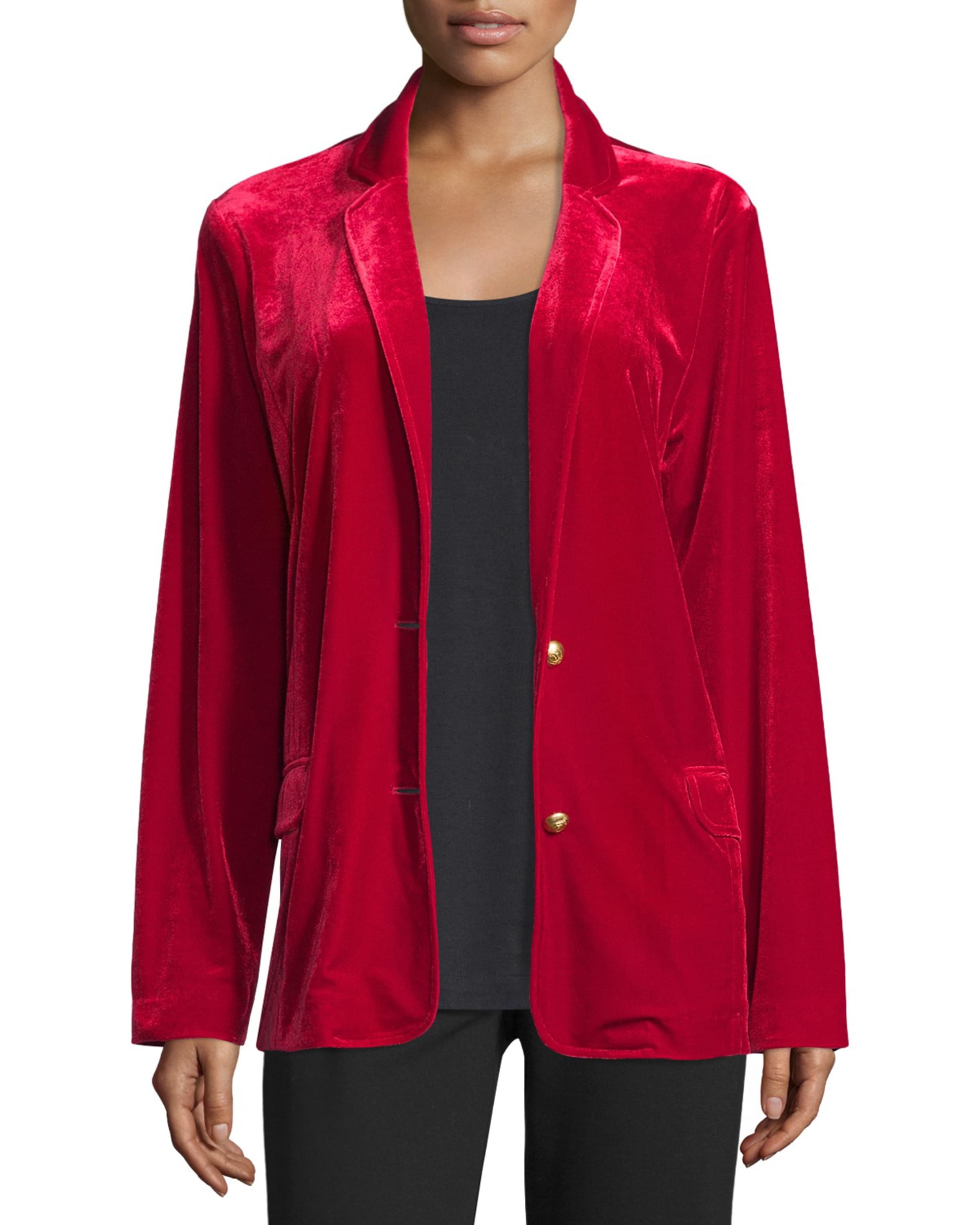 Joan Vass Velvet Two Button Blazer Petite Neiman Marcus