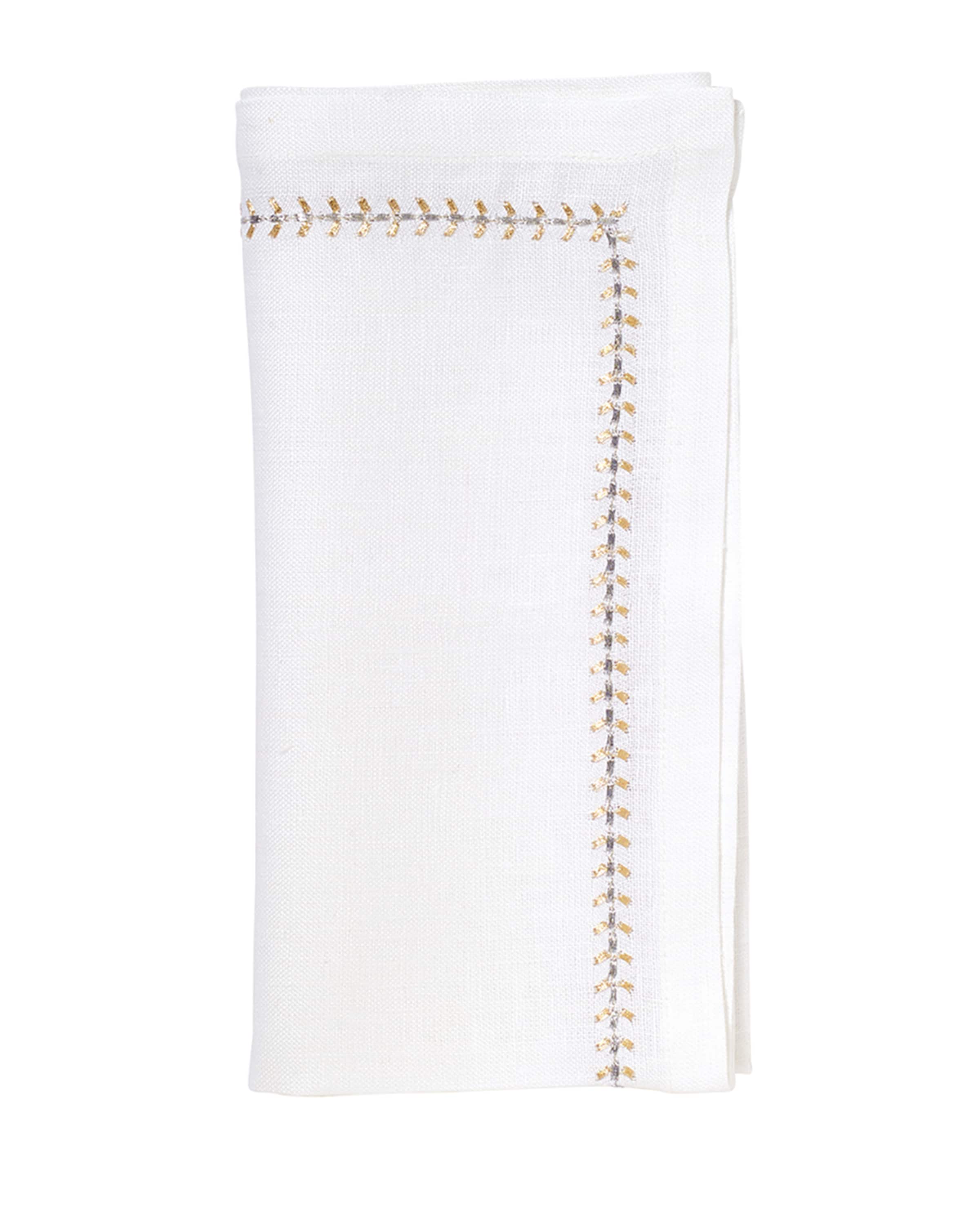Kim Seybert Silver/Gold Herringbone Napkin