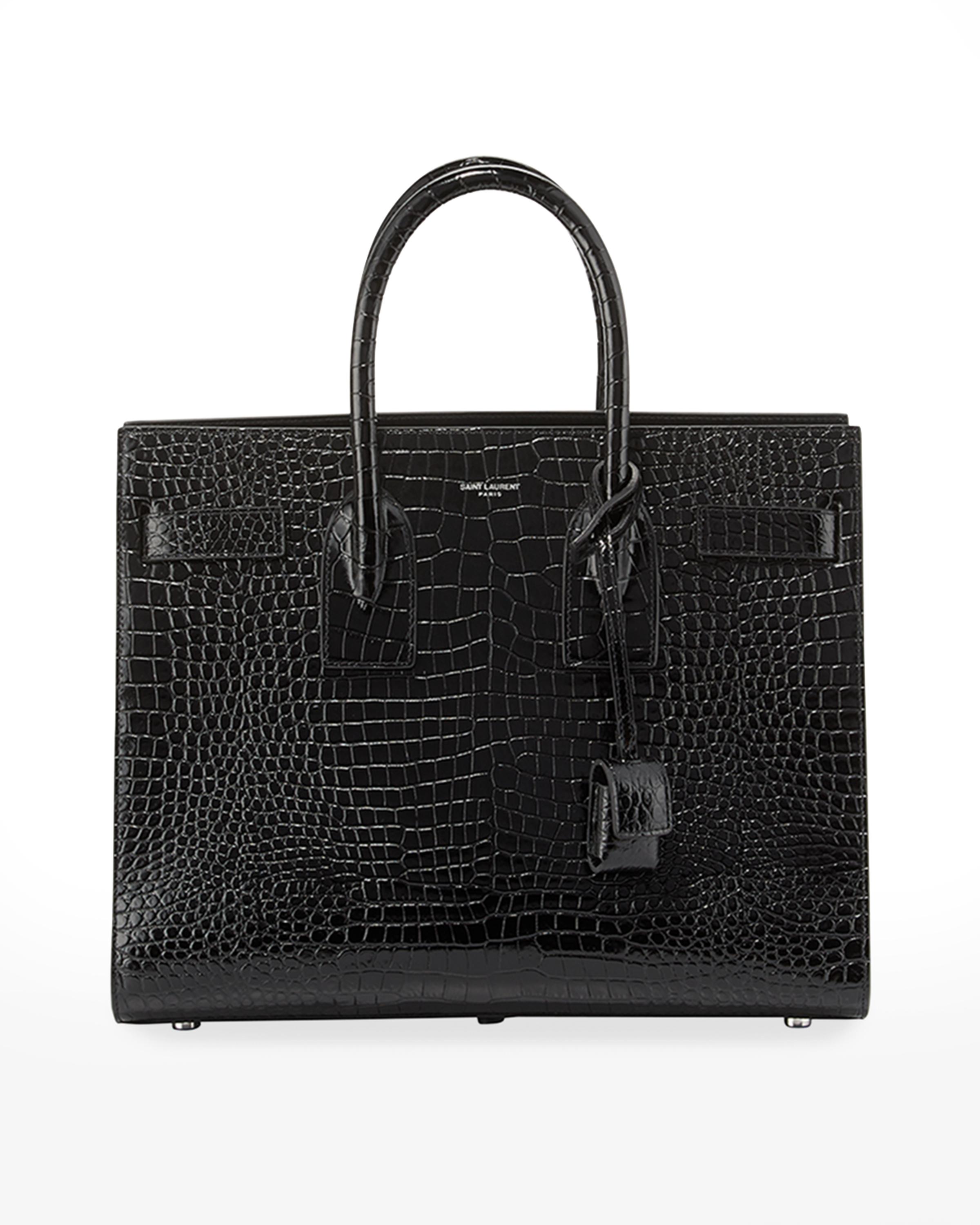 Saint Laurent Sac de Jour Small Crocodile-Embossed Satchel Bag