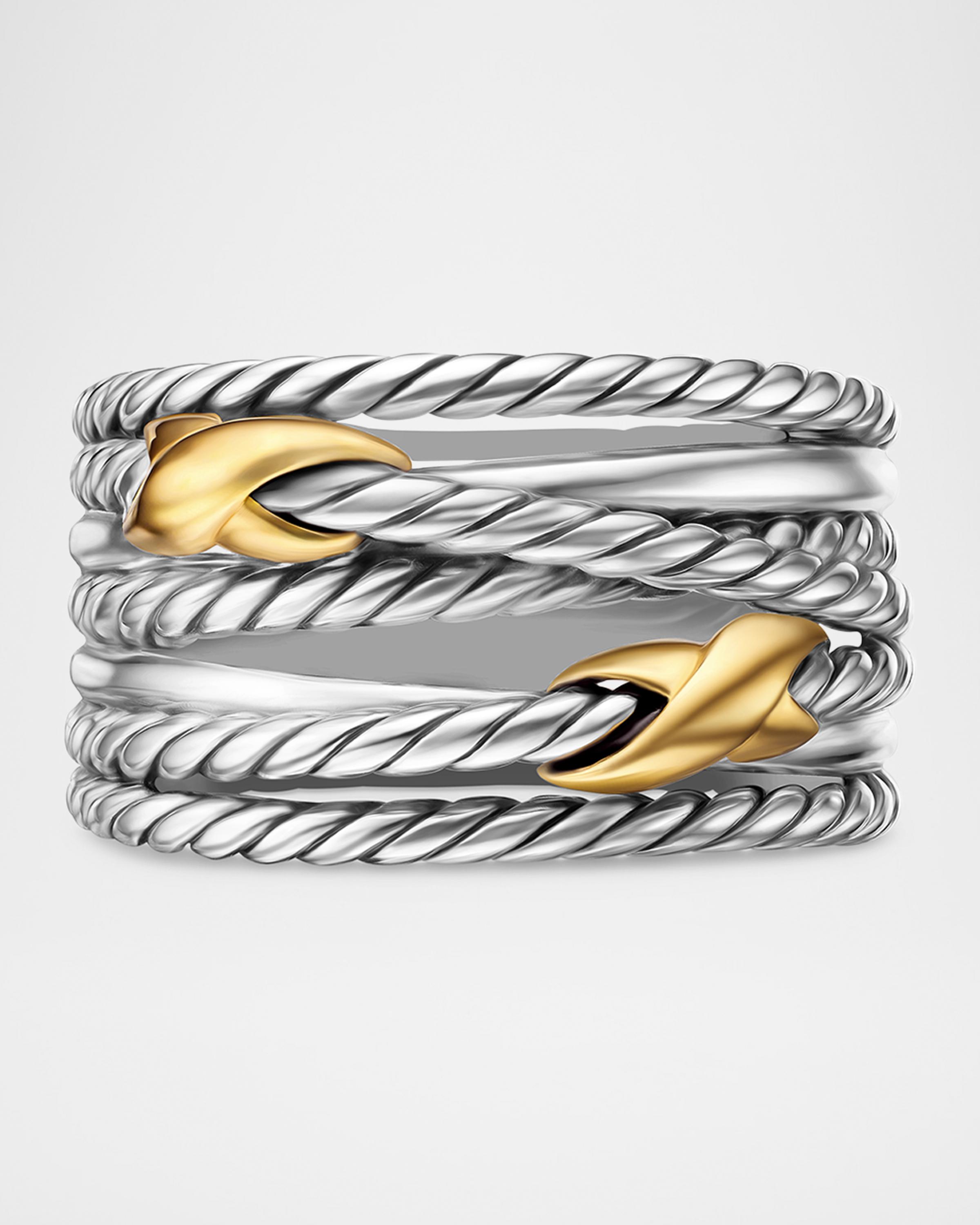 David Yurman Double X Crossover Ring in Silver with 18K Gold, 13mm