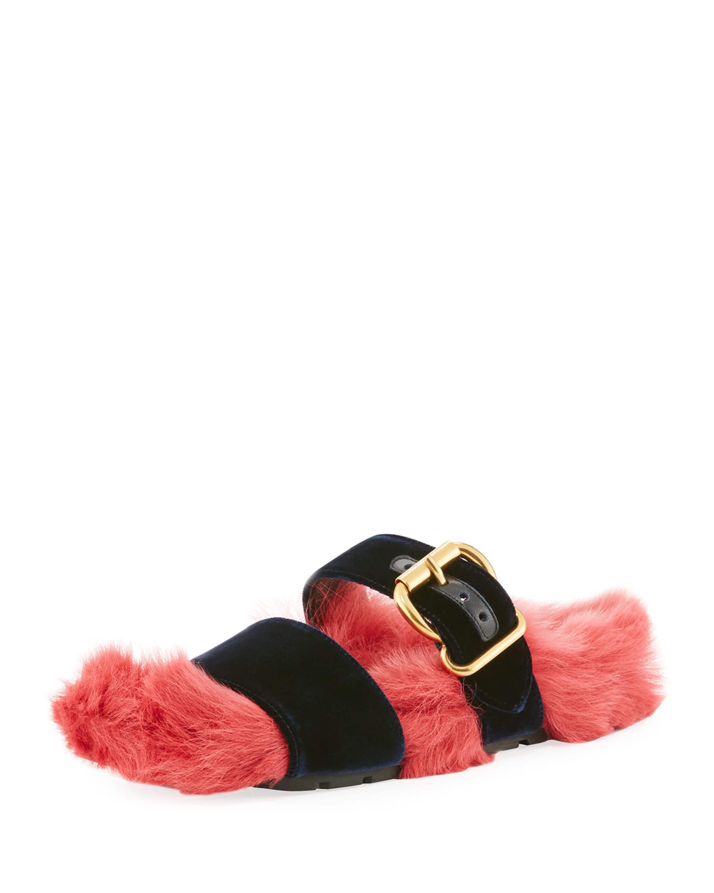 Furry prada slides clearance