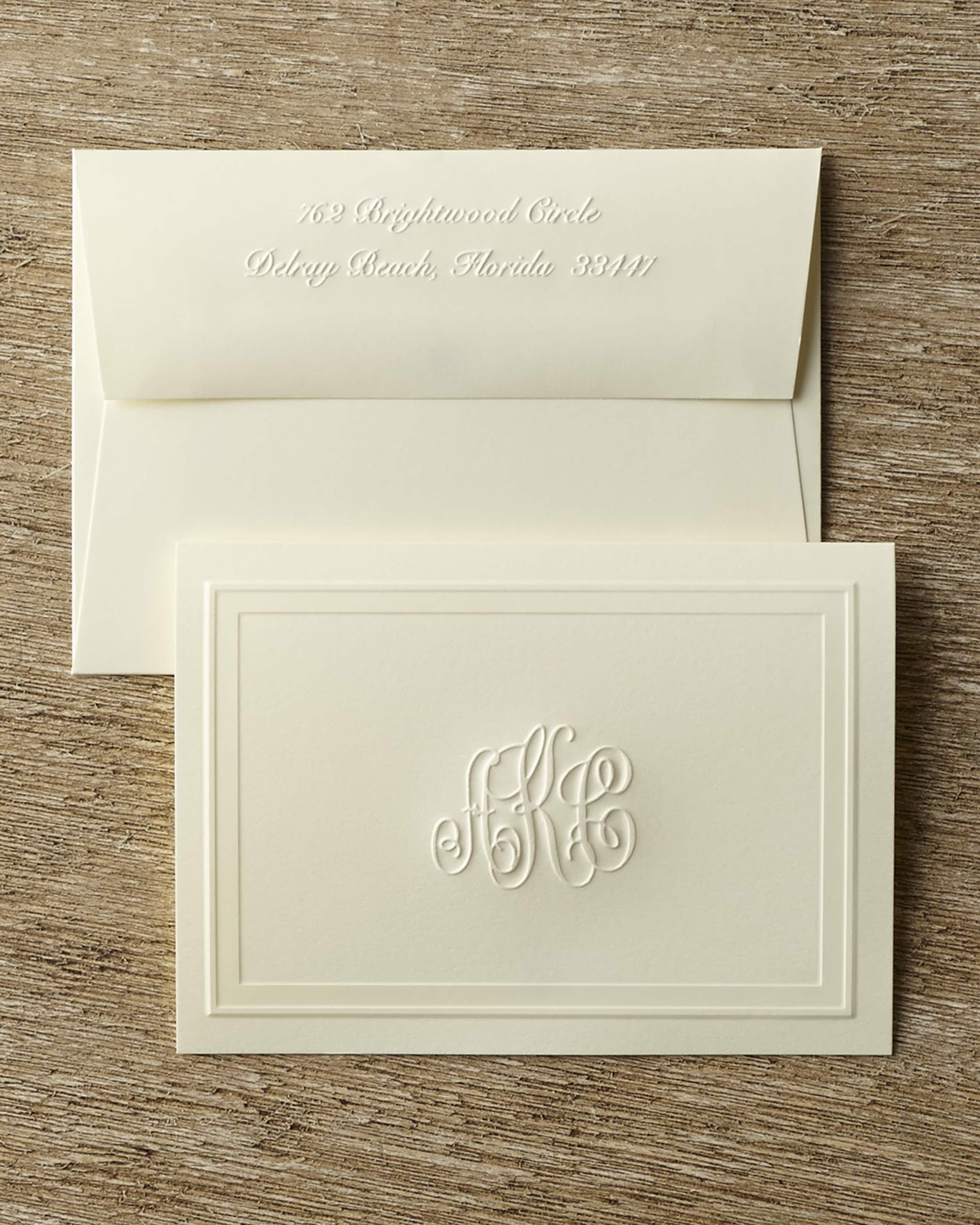 Monogrammed Embossed Folded Notes & Matching Items