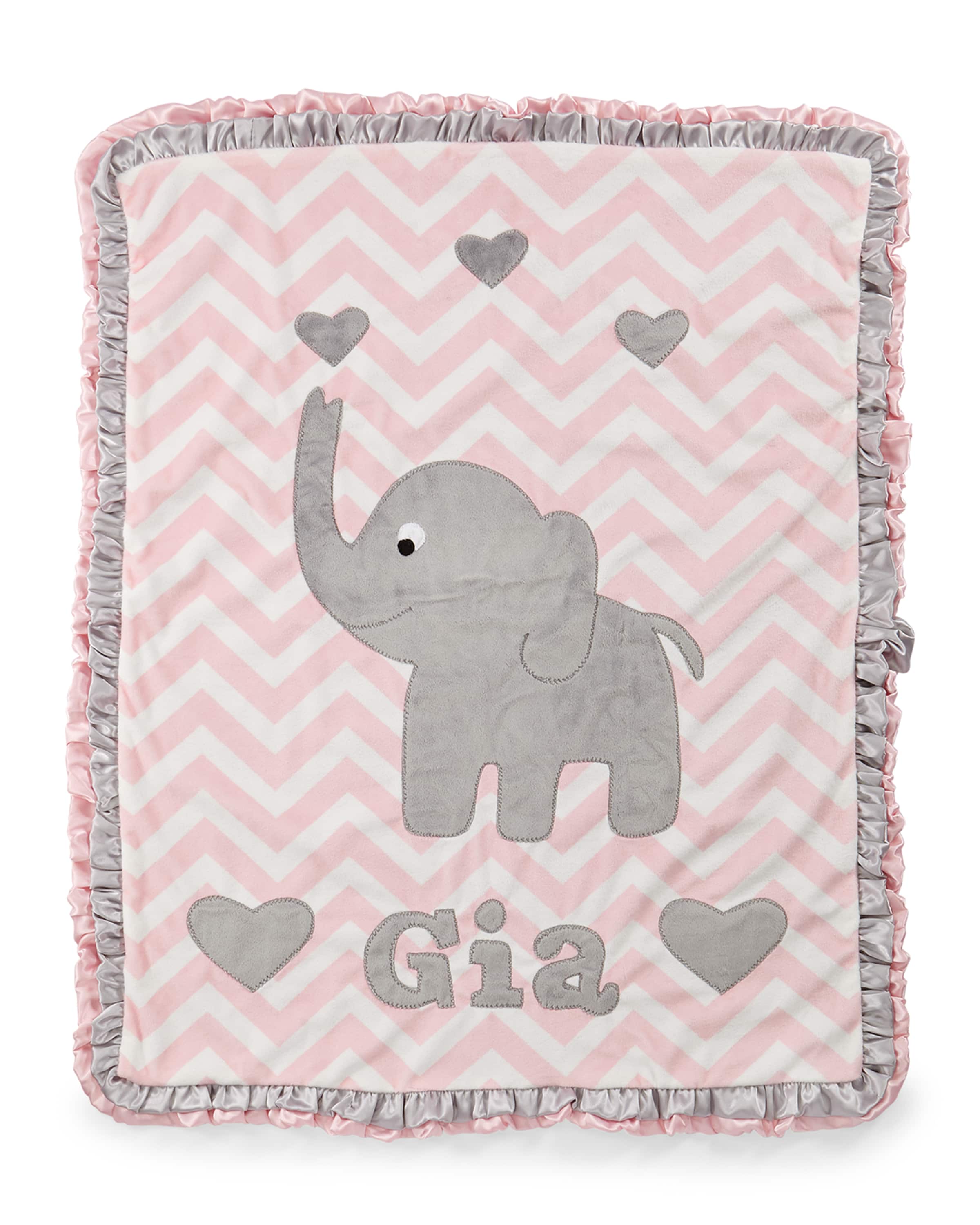 Boogie Baby Personalized Big Foot Elephant Plush Blanket, Pink