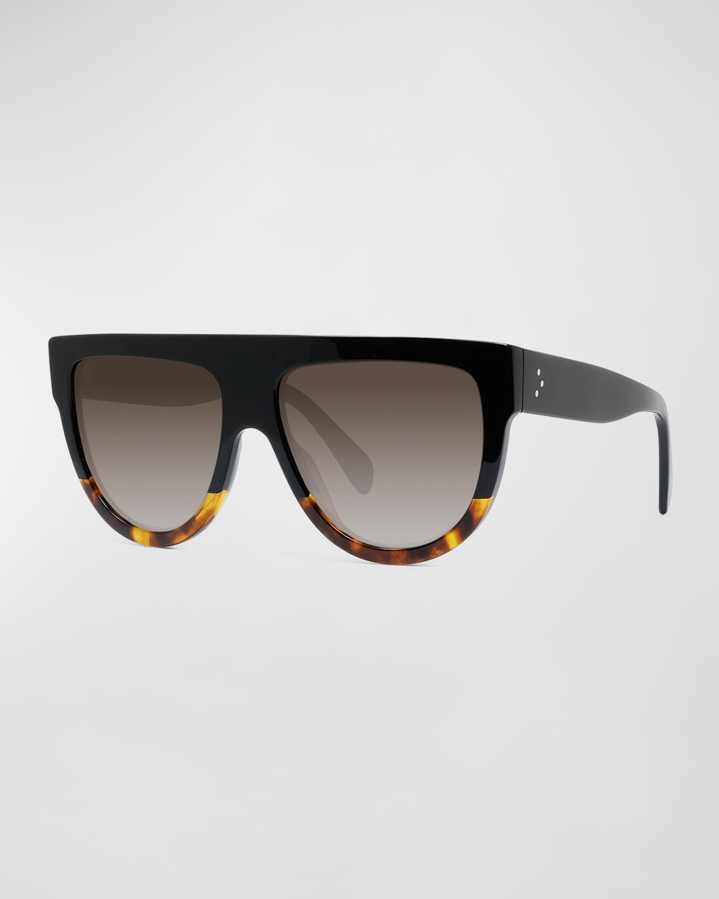 Celine Flattop Two-Tone Shield Adjusted-Fit Sunglasses  display picture 1