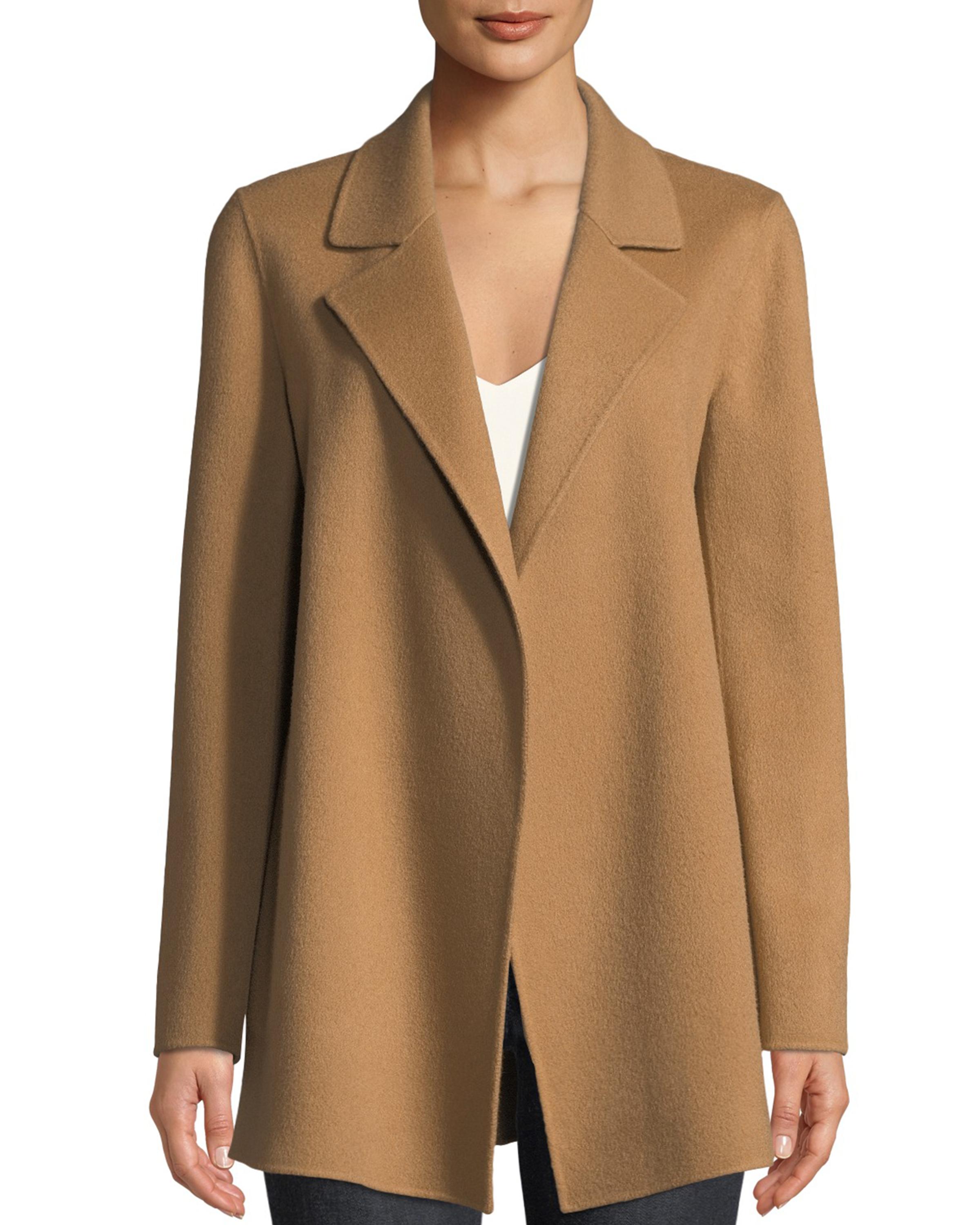 Theory Clairene Open-Front New Divide Wool-Cashmere Coat | Neiman