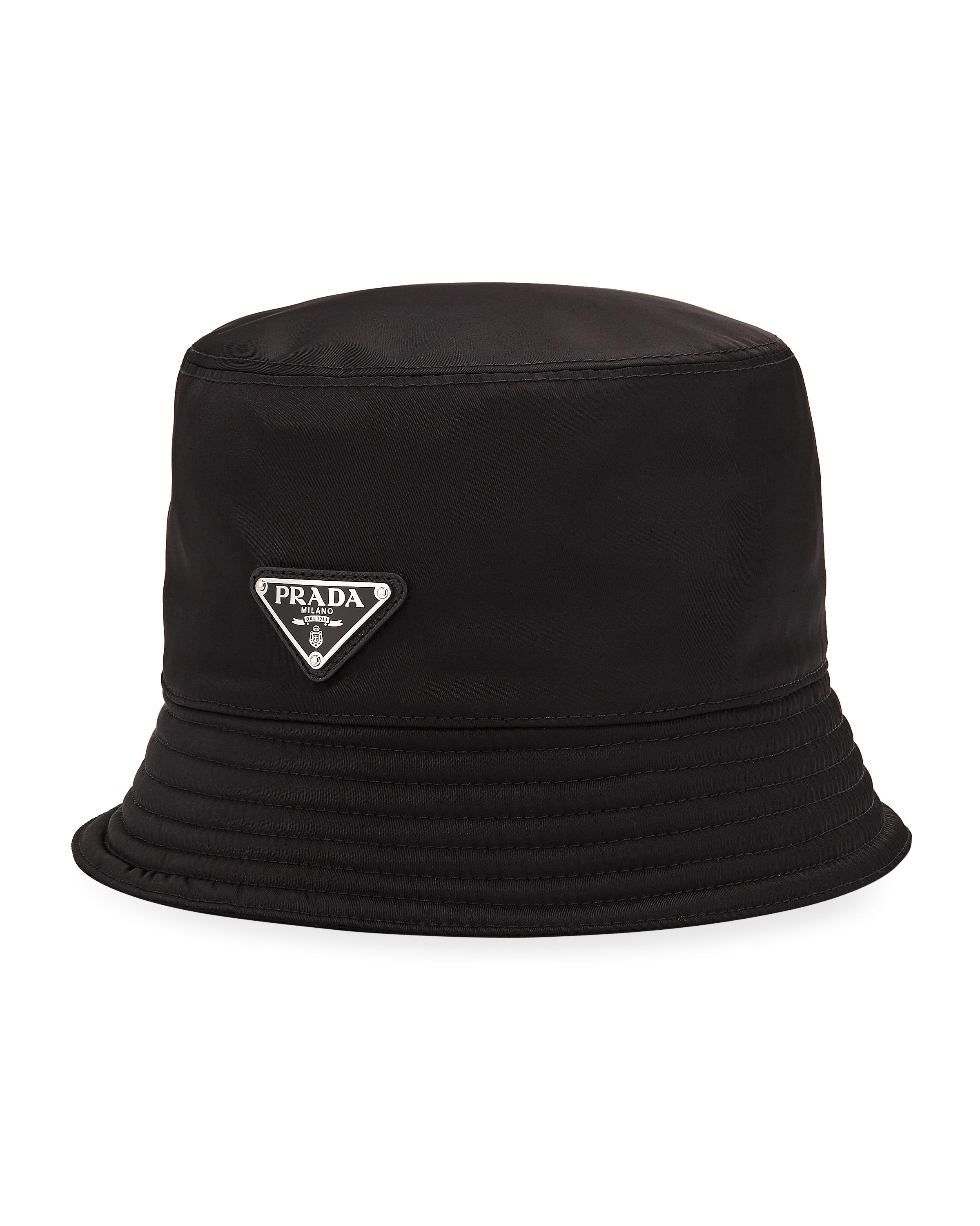Prada Men's Nylon Bucket Hat with Logo | Neiman Marcus