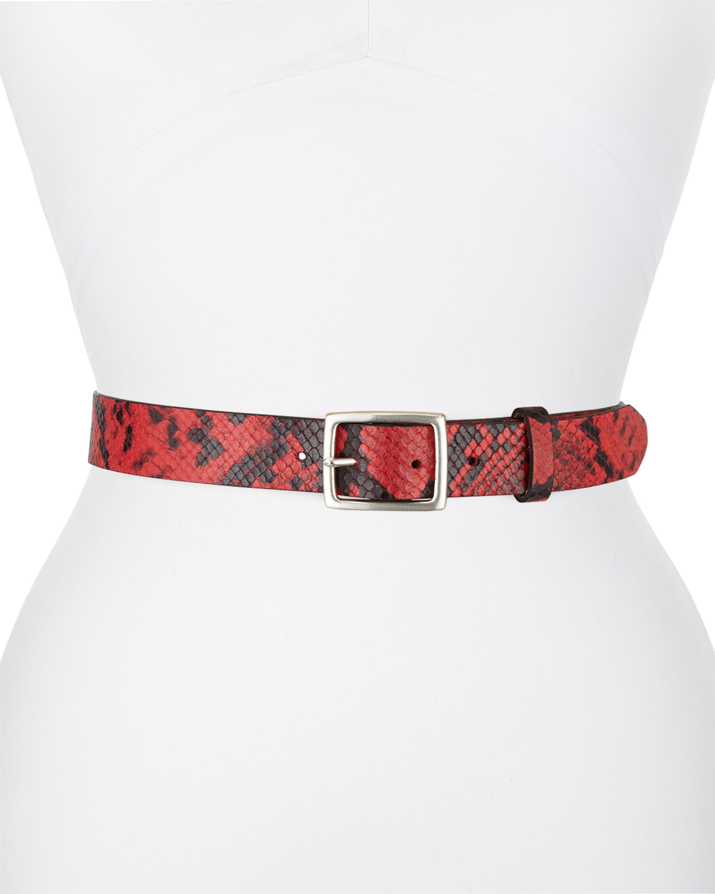 Rag & Bone Boyfriend Snake-Print Leather Belt | Neiman Marcus