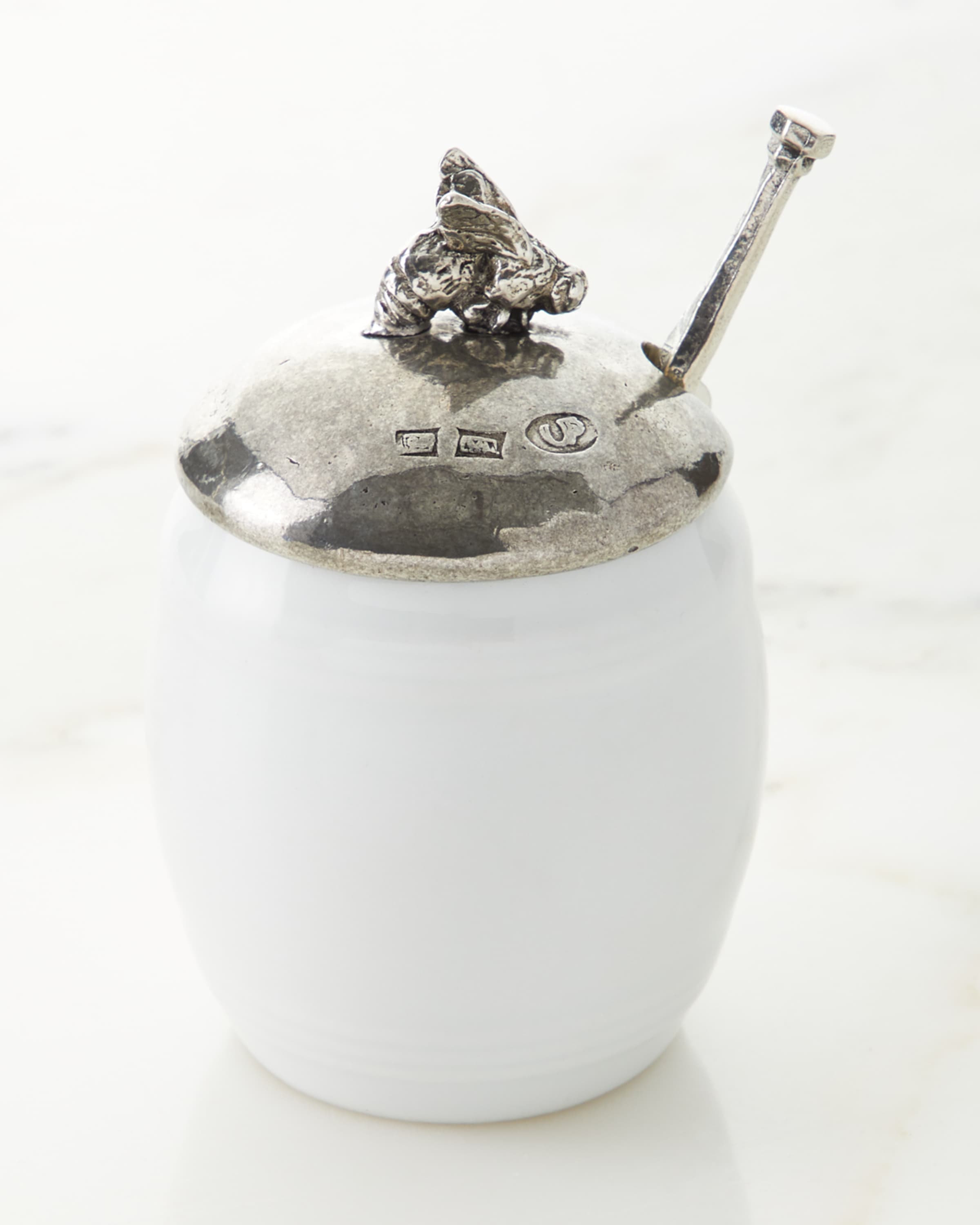 Neiman Marcus Ceramic Pewter Honey Holder