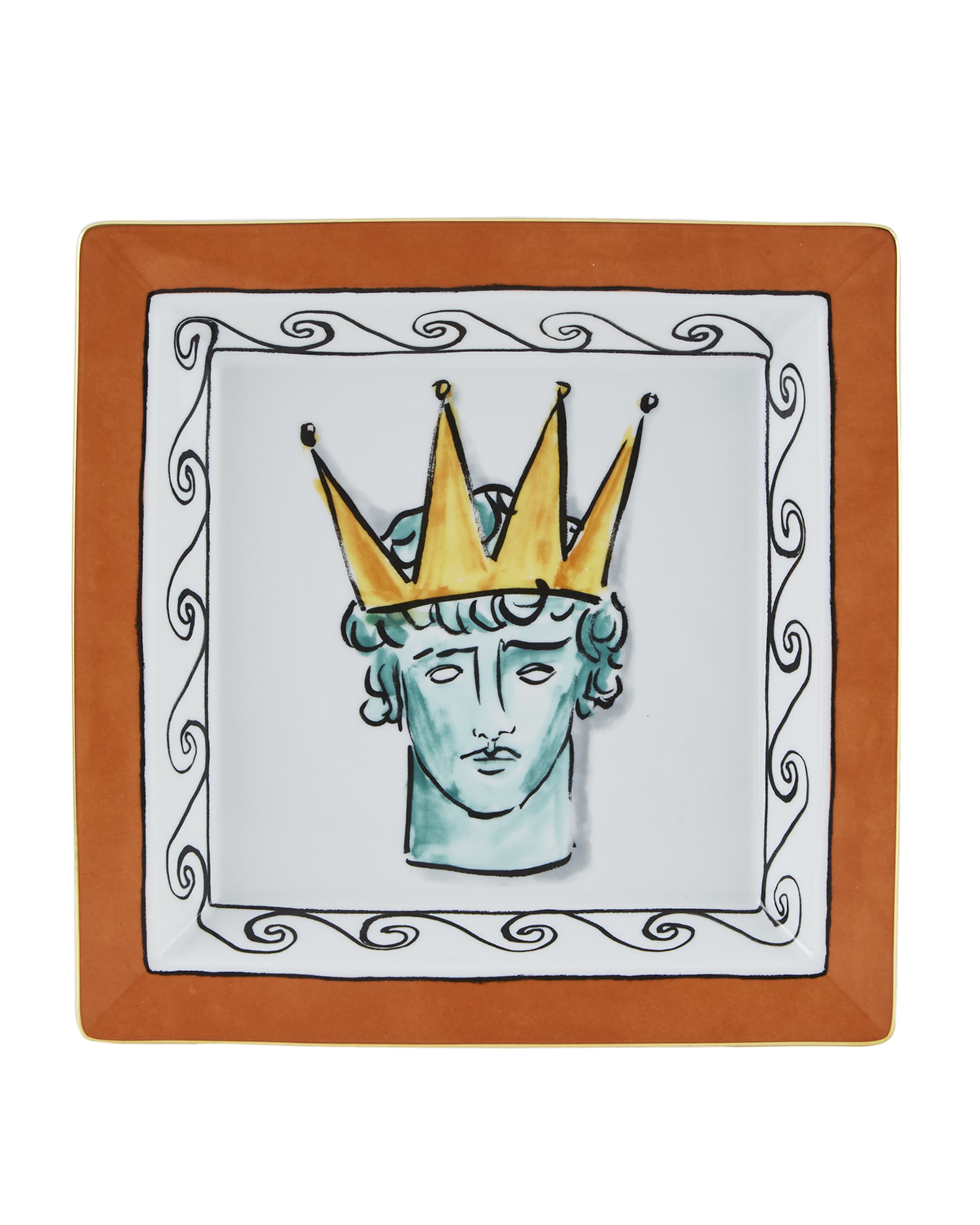 GINORI 1735 Neptune's Voyage Vide Poche Plate, Orange