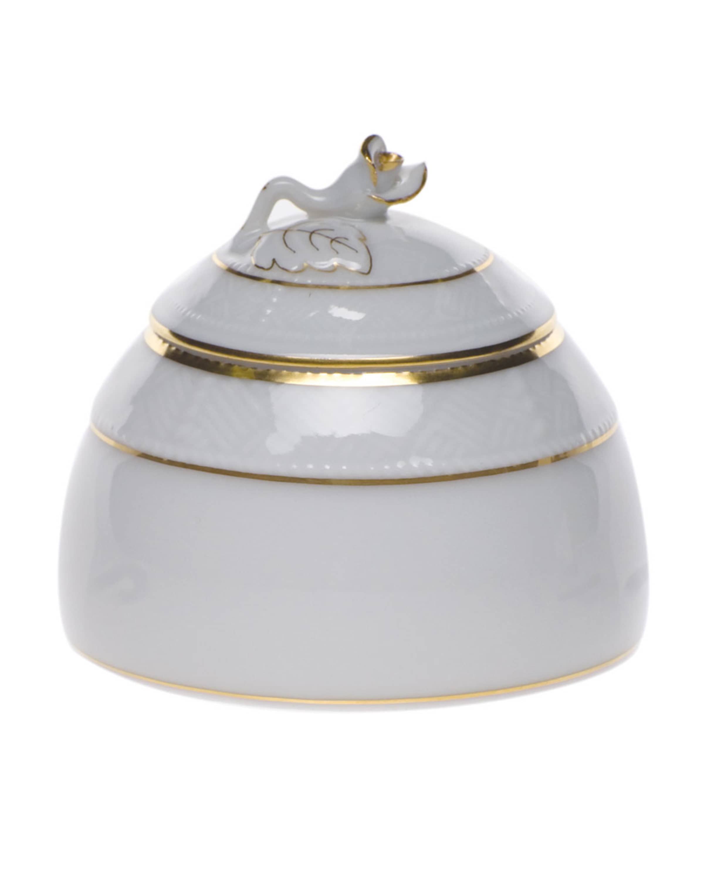 Herend Golden Edge Honey Pot with Rose