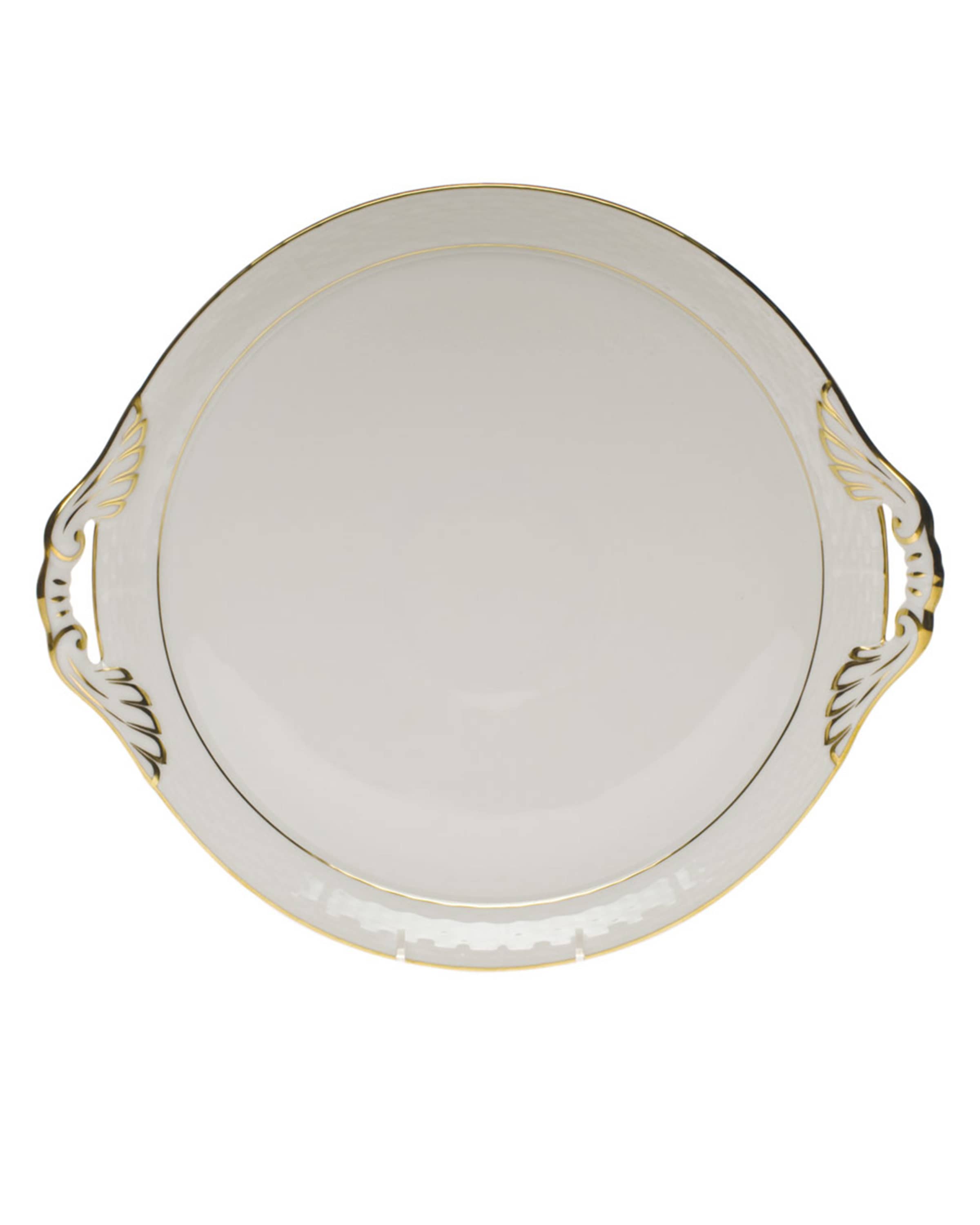Herend Golden Edge Round Tray with Handles