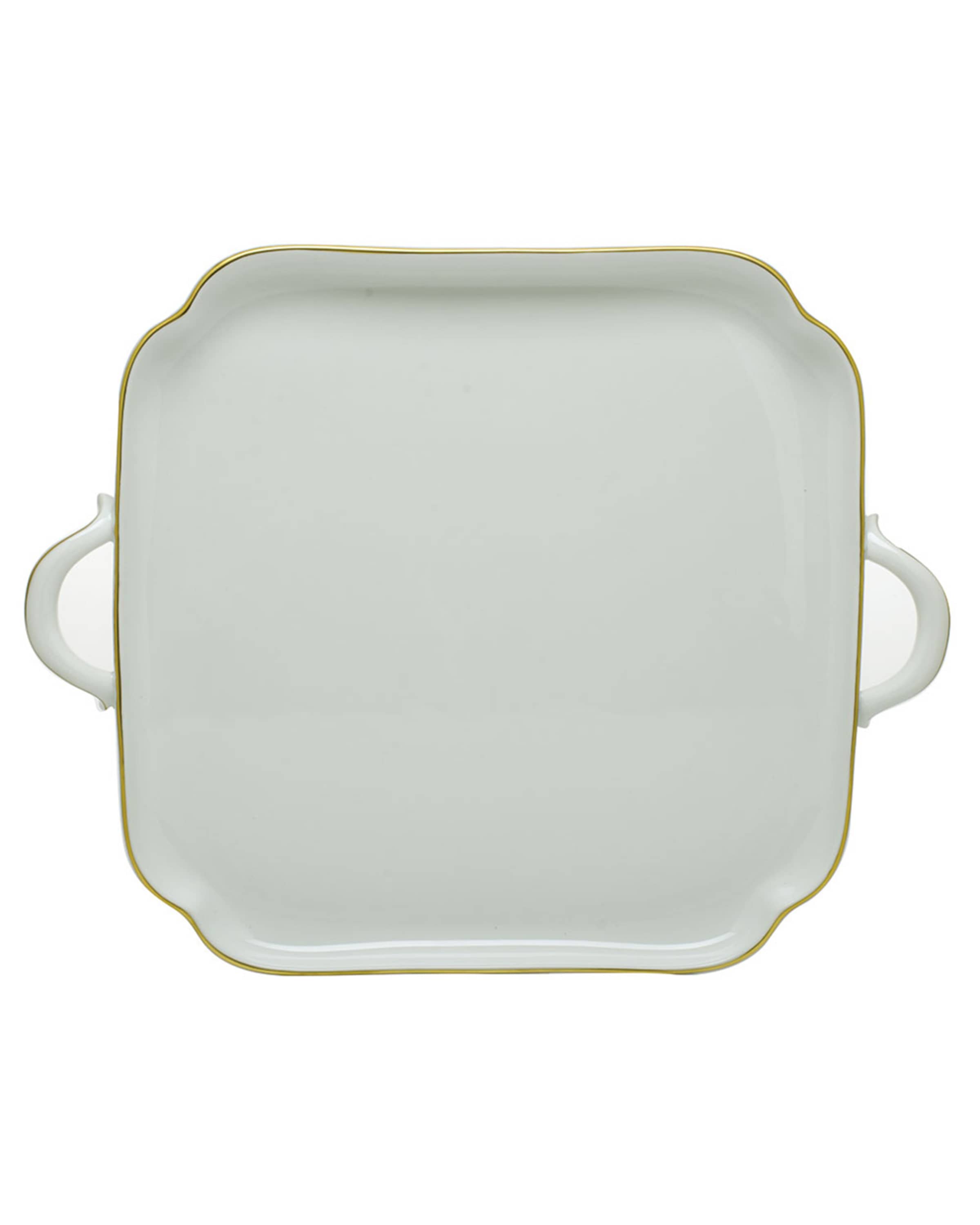 Herend Golden Edge Square Tray with Handles