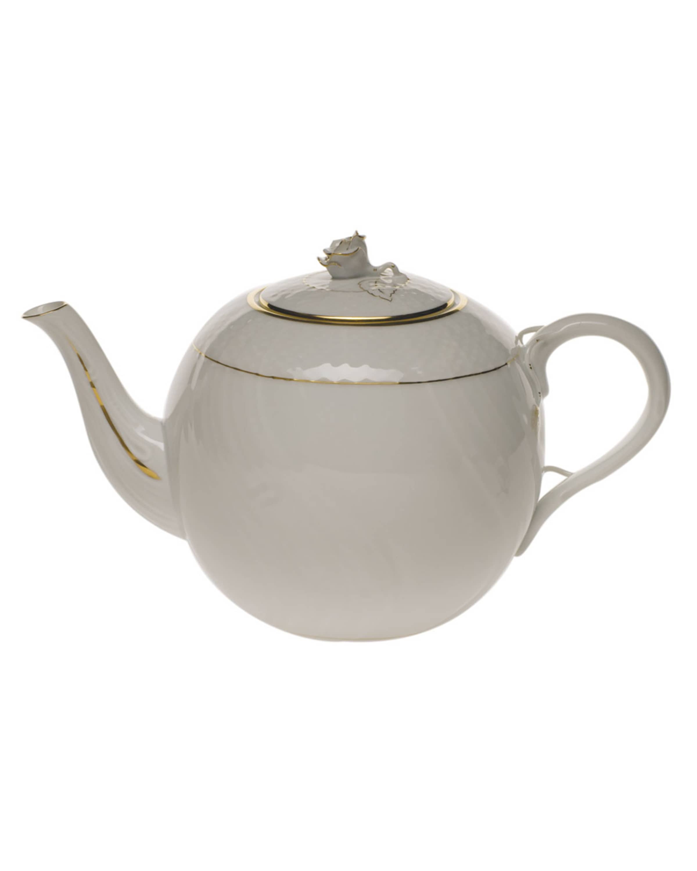 Herend Golden Edge Teapot with Rose
