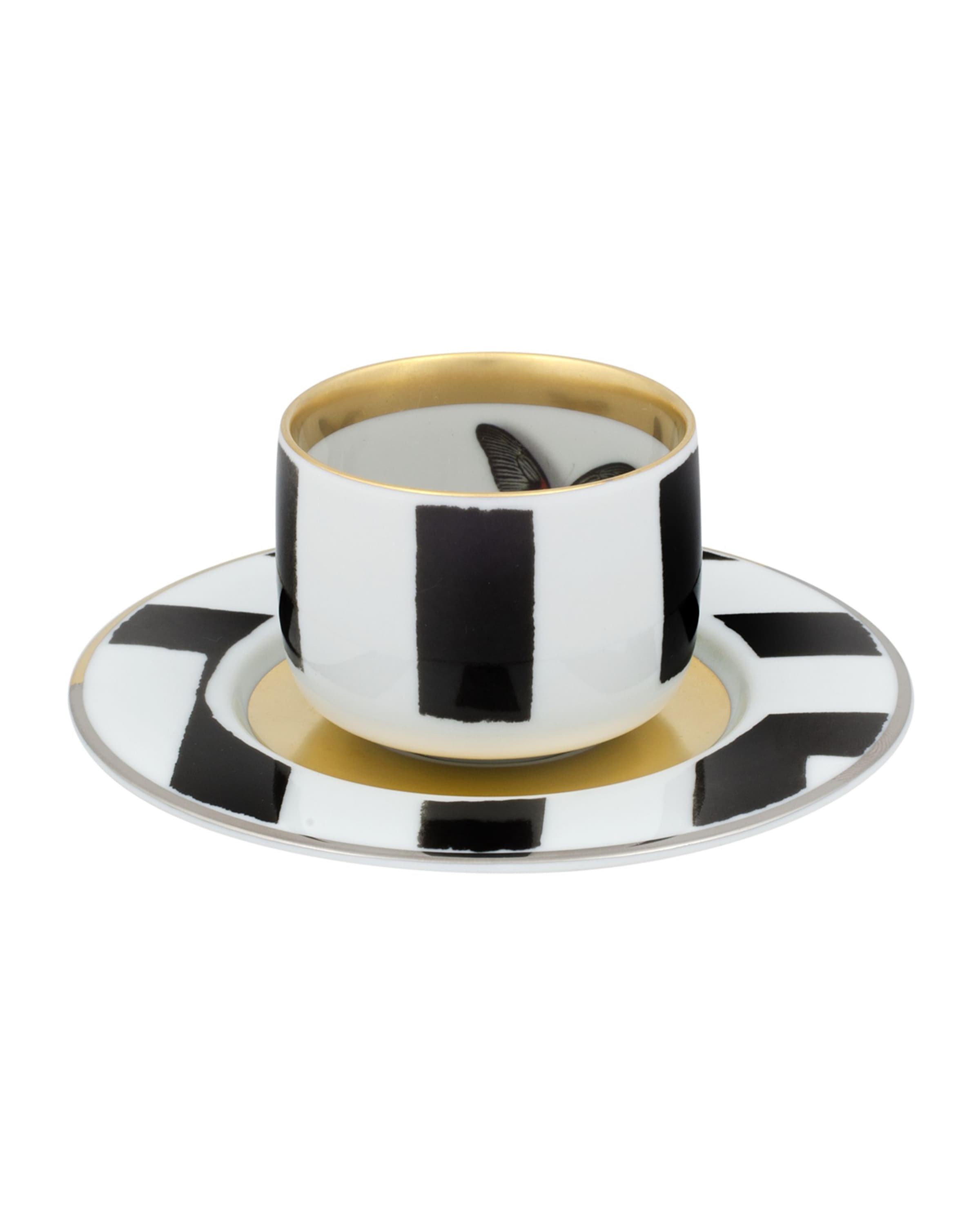 Christian LaCroix X Vista Alegre Sol Y Sombra Espresso/Coffee Cups & Saucers, Set of 4